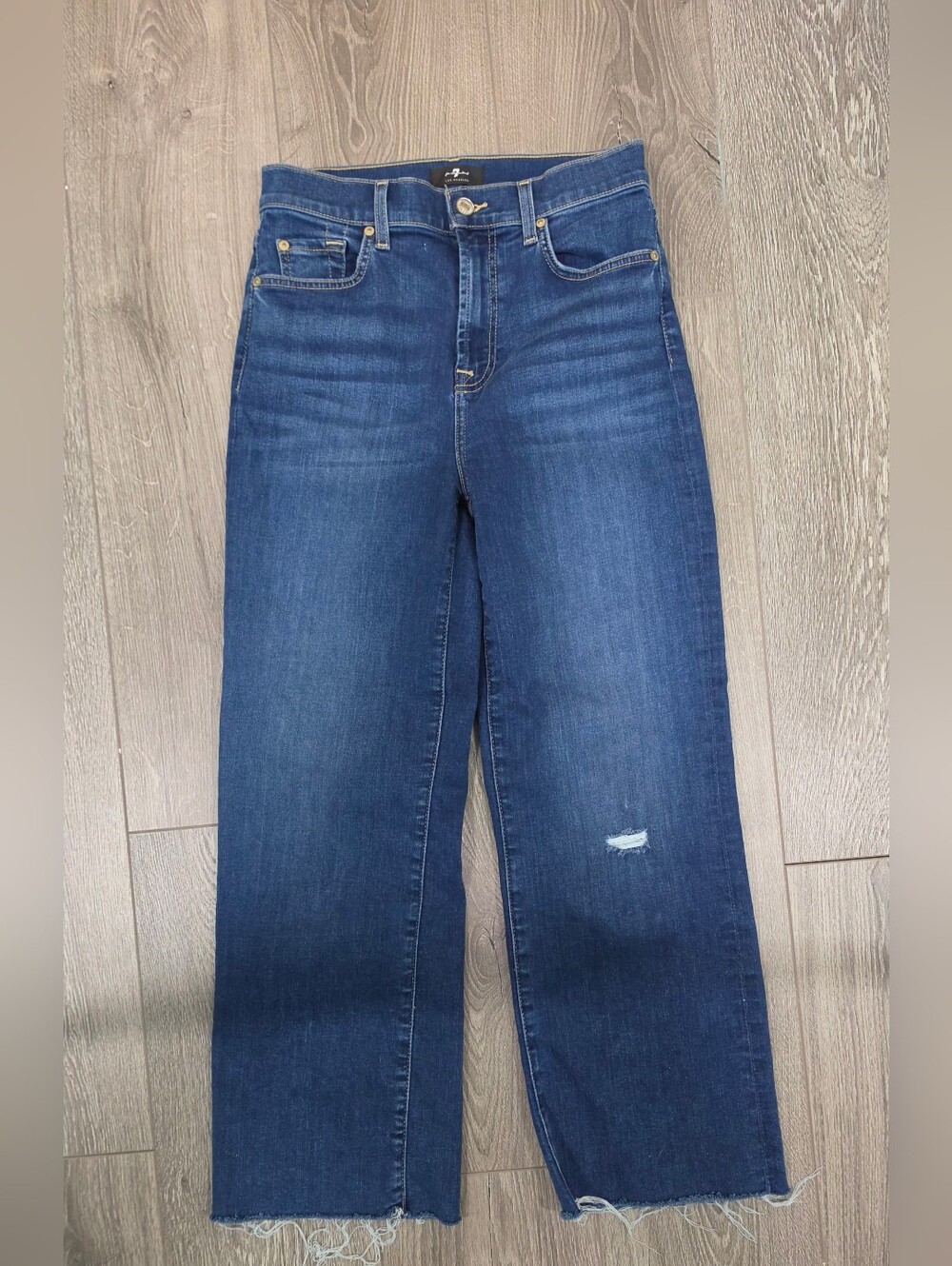 7 For All Mankind Dark Blue Wide Leg Cropped Jeans- Cropped Alexa Jeans